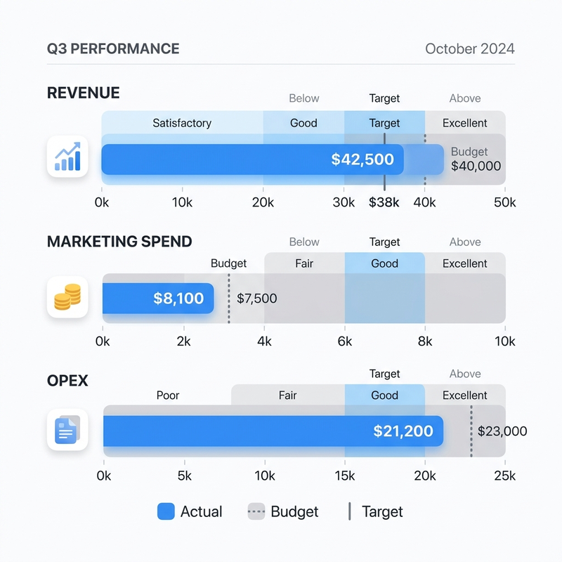 Deneb Bullet Chart Financial Mockup