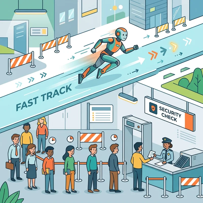 Conceptual illustration of AI agent speed vs human security