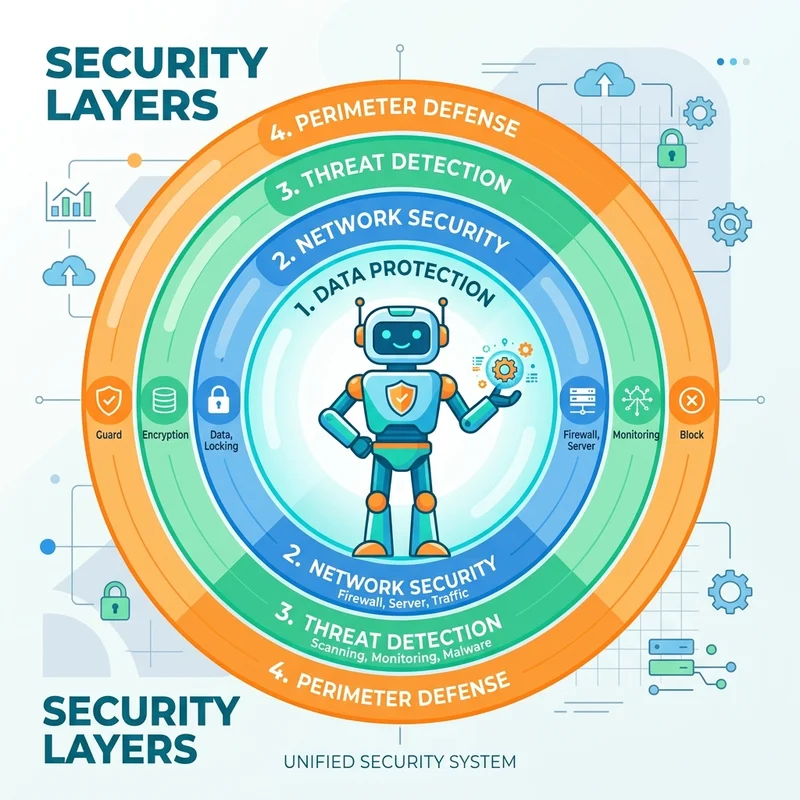 Unified security layers protecting the agent