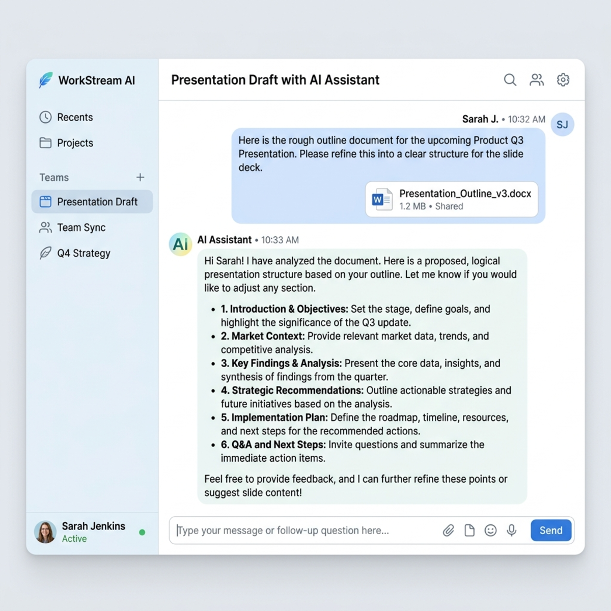 Presentation Outline Mock UI