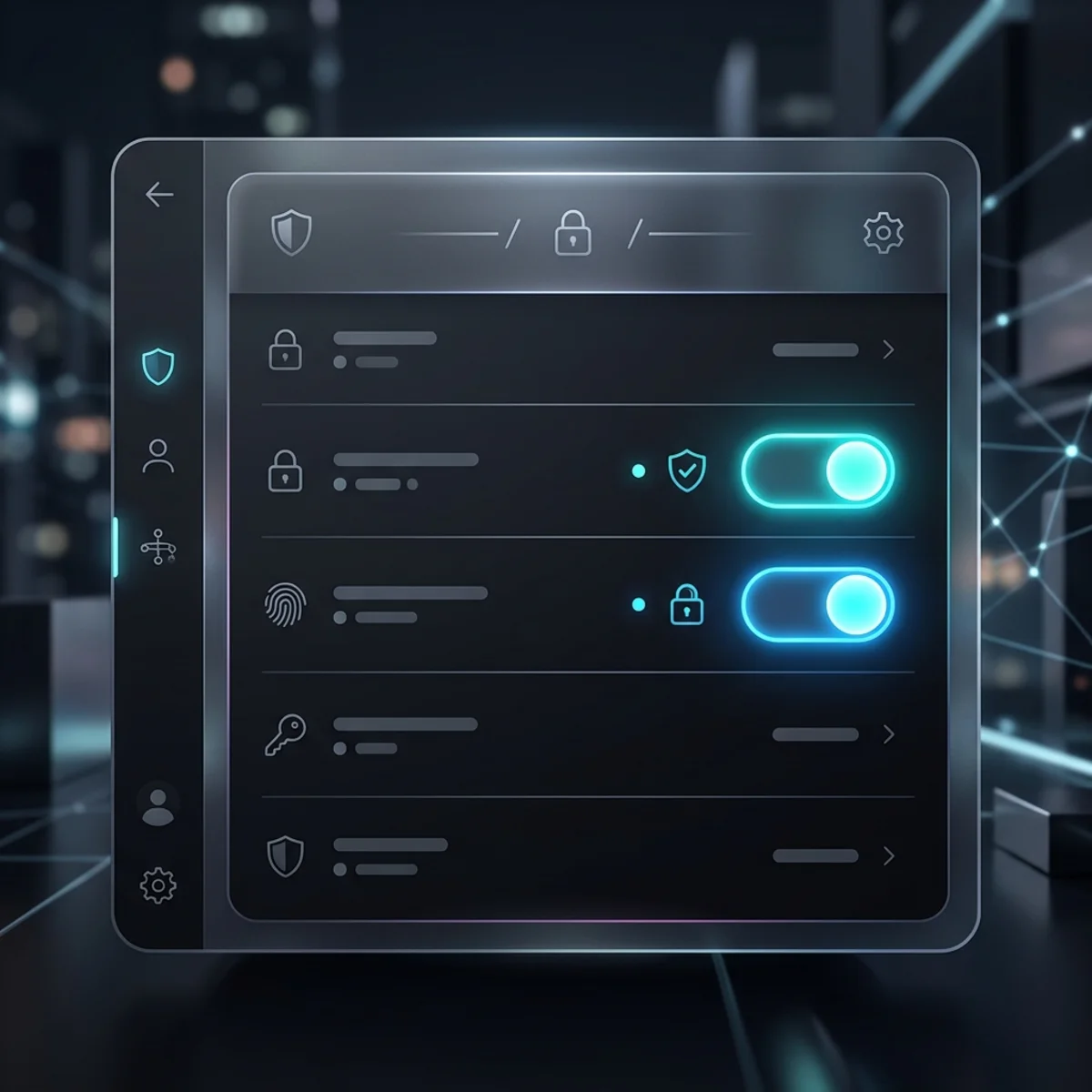 UI Mockup showing Secure Inputs and Secure Outputs toggled ON in settings