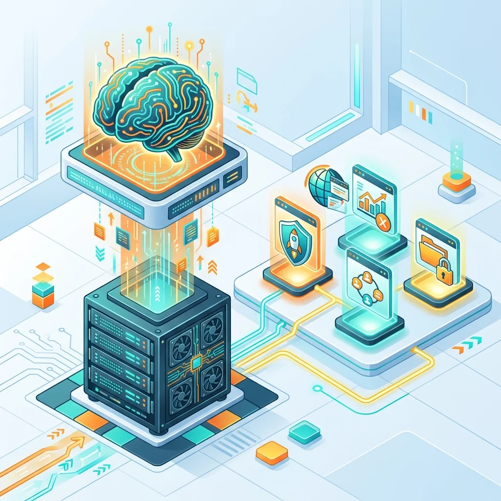 Generative Orchestration AI Agent interacting with target machine apps
