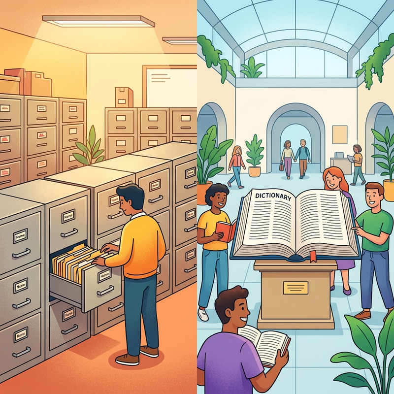 Mental model of data ownership: case files vs shared dictionary