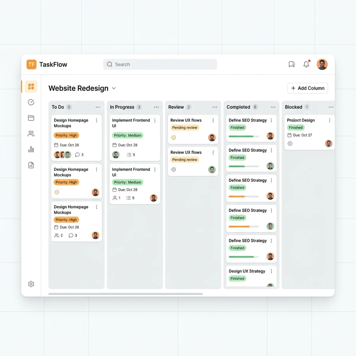 Mockup of the Hermes Web Dashboard and Kanban board