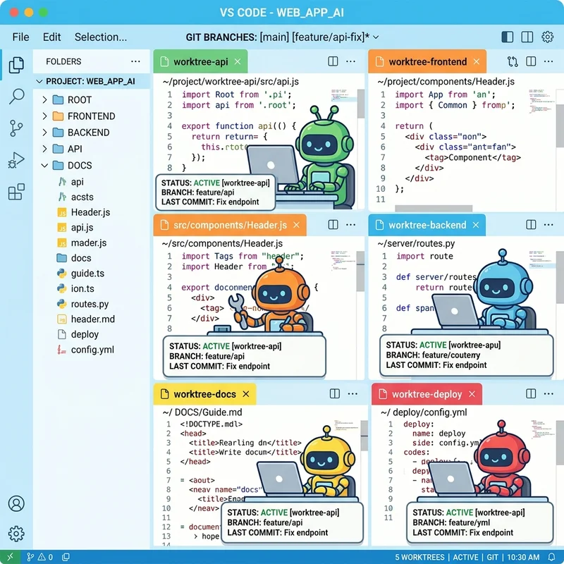 Parallel AI Agents Working in Git Worktrees
