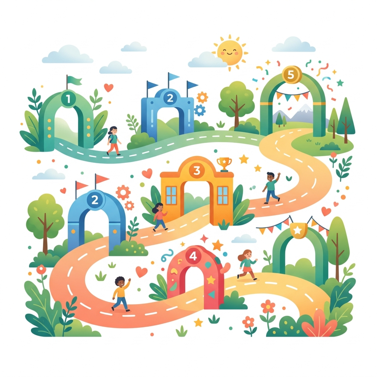 Conceptual illustration representing multiple timeout boundaries on a track