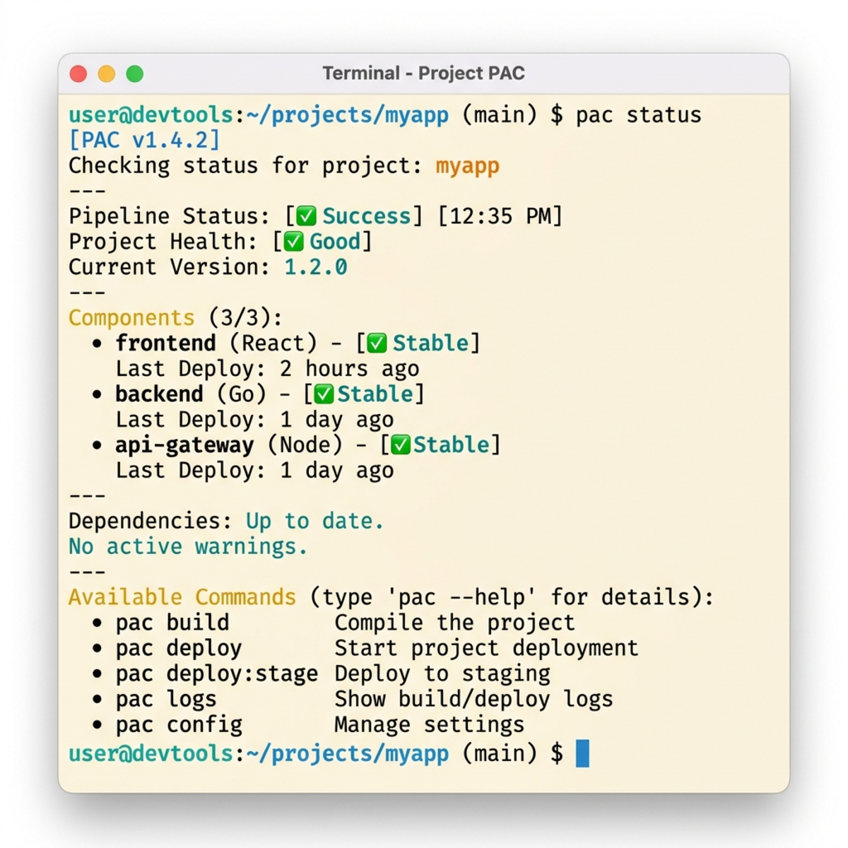 Mock Developer Terminal