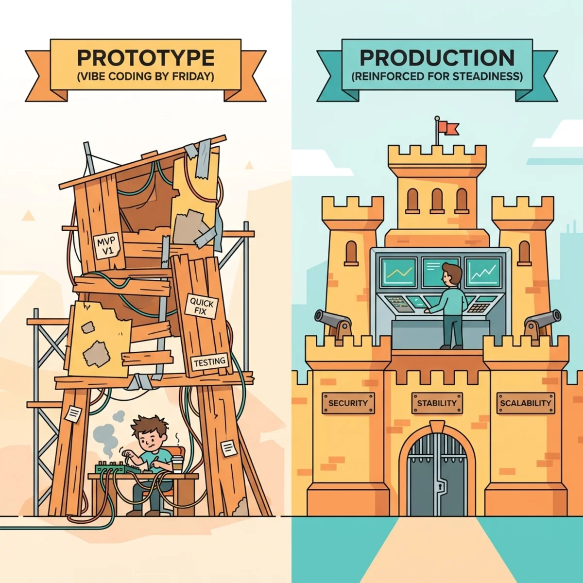 Vibe Coding Prototype vs Secure Production Architecture