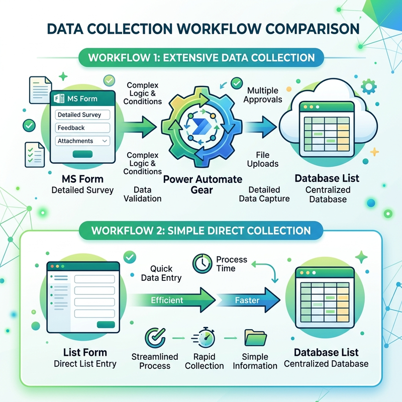 Workflow Comparison: Microsoft Forms with Power Automate vs. Direct SharePoint List Forms